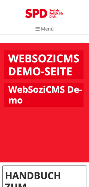 Screenshot Layout websozis2024 auf einem IPhone